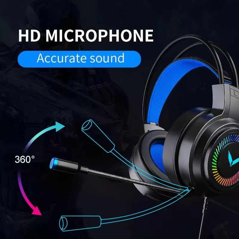 G60 Gaming Headset 7.1 Stereo SVirtual Surround Bass Earphone Headphone with Mic LED Light for Computer PC Gamer Foldable G58 photo 4