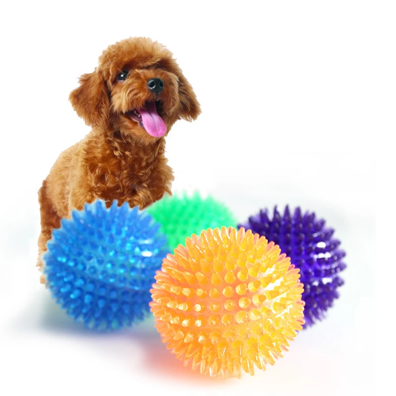 Pet Dog Toys Cat Puppy Sounding Toy Polka Squeaky Tooth Cleaning Ball TPR Training Pet Teeth Chewing Toy Thorn Balls Accessories photo 3