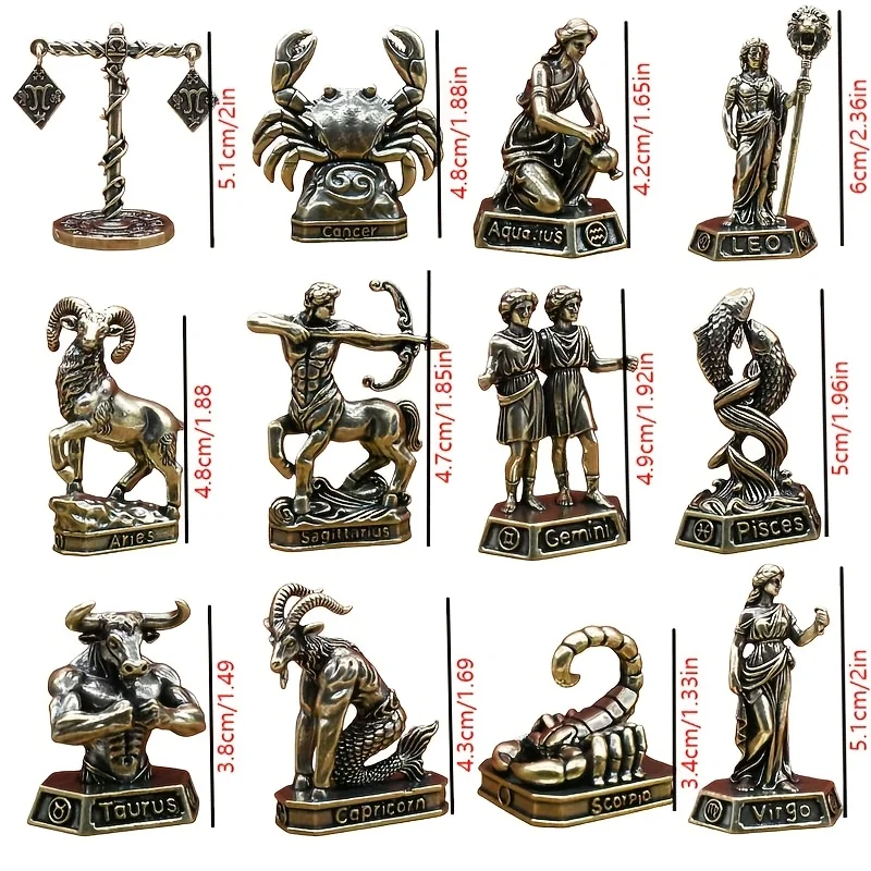 Handmade Brass Zodiac Signs - Vintage Constellation Statues, Home/Office Decor Collectibles photo 6
