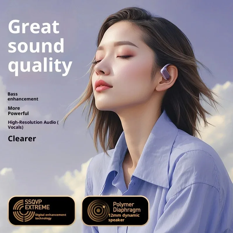 Original Lenovo Q17 Pro Clip-On-Ear Wireless Bluetooth Earphone With LED Noise Cancelling TWS Sport Earbuds Gaming Headset photo 4