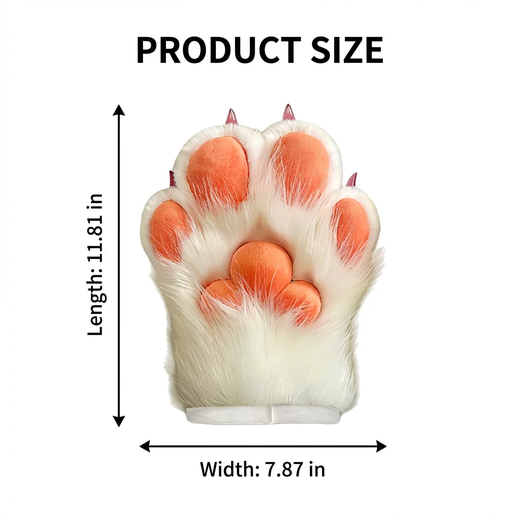 Built-in Whistle Fursuit Paw Gloves, Cosplay Furry Claw Gloves Decompression Toys for Adult Costume Halloween Party photo 6