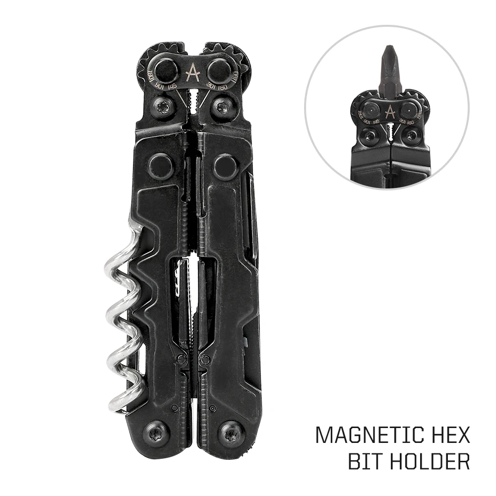 SOG PowerLitre 19 Functions Compact Multitool EDC 5 Inch Lightweight Stainless Steel Multifunctional Pliers W/ Folding Knife Wire Cutter Magnetic Bit Holder Corkscrew For Survival Hiking Home DIY Outdoor Emergency Repair Portable Hand Tools W/ Pocket Clip photo 6
