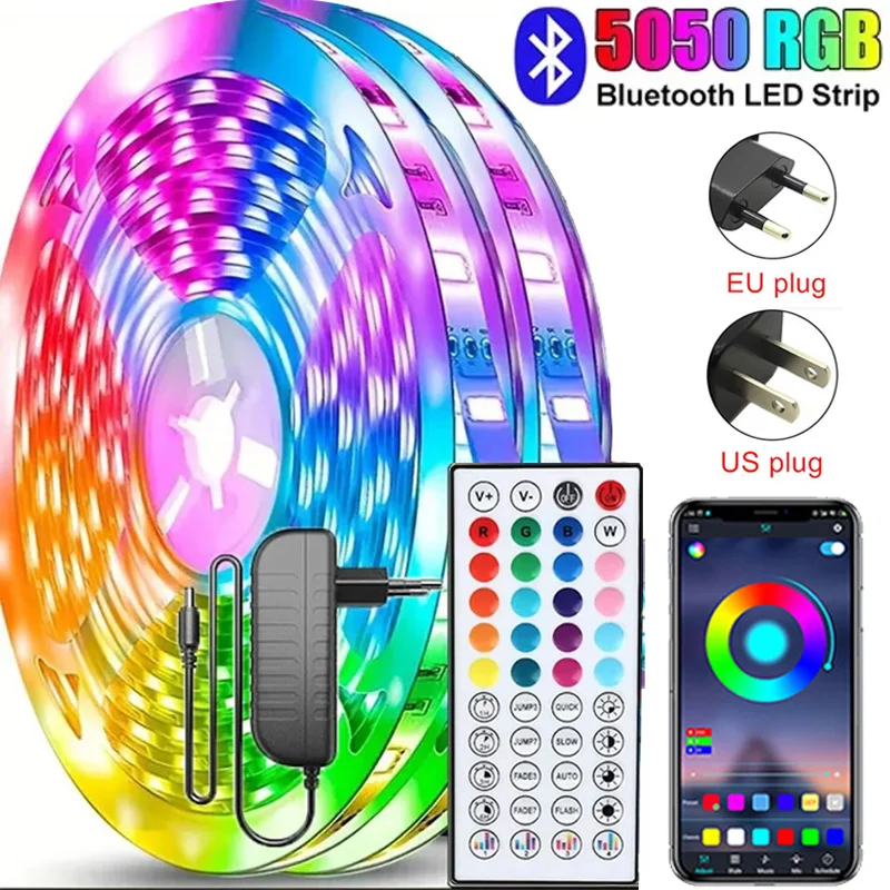 LED Strip Lights 24V 5050 RGB Led Light Flexible Lamp Tape Ribbon Luces Led Diode for Room Decor Lighting with EU US Plug 5m-40m photo 1