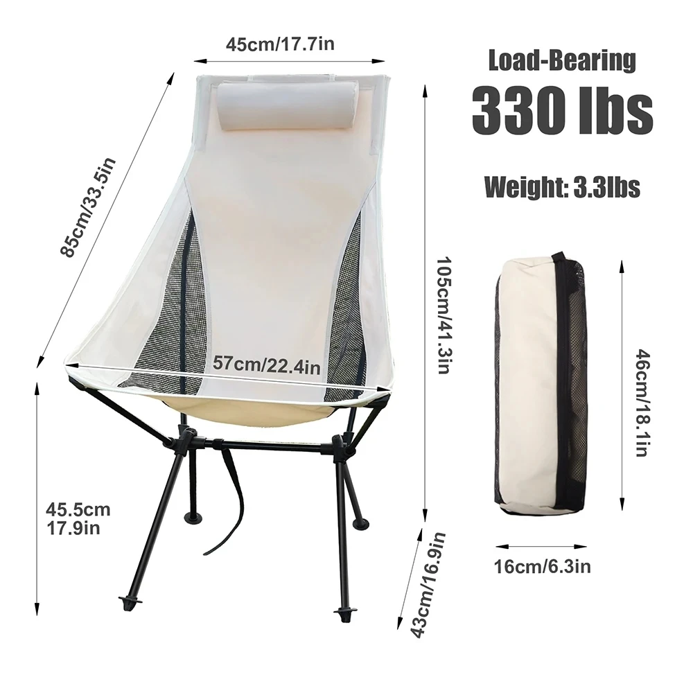 WESTTUNE Portable Folding Camping Chair with Headrest Lightweight Tourist Chairs Aluminum Alloy Fishing Chair Outdoor Furniture photo 3