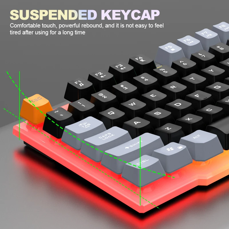 RAIKU T26 Three tone Luminous Keyboard Mouse Wired Mechanical Touch Gaming Mouse Keyboard Set photo 5
