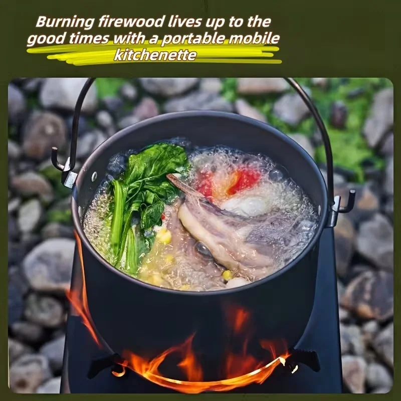 Wood Burning Camp Stove Portable Wood Stove For Outdoor Hiking Picnic BBQ Travel Black photo 6