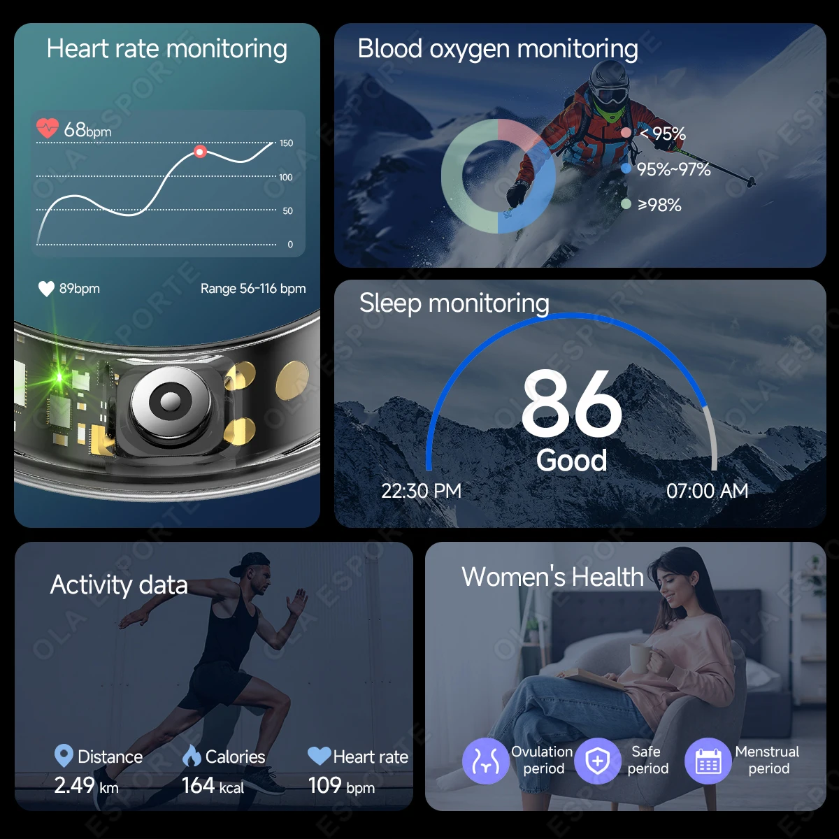 R10 Smart Ring with Charging Case Multi-color Ring Men Women Health Sleep Heart Rate Monitoring IP68 Waterproof Multi-sport Mode photo 2