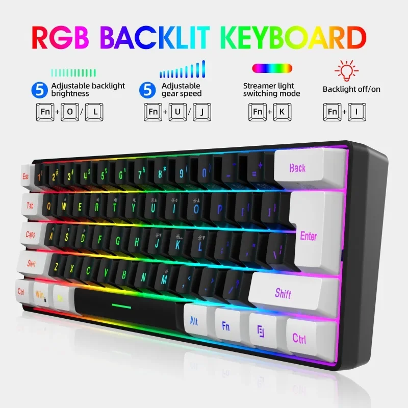 Keyboard and Mouse 60% Computer Gaming Combo Kit PC Backlit Wired Keyboards Mice Kit Office Combos De Promocao Ergonomic Teclado photo 3