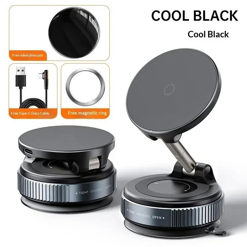 Vacuum Adsorption Magnetic Car Phone Holder 360° Rotatable Foldable Dashboard Phone Mount Strong Suction photo 5