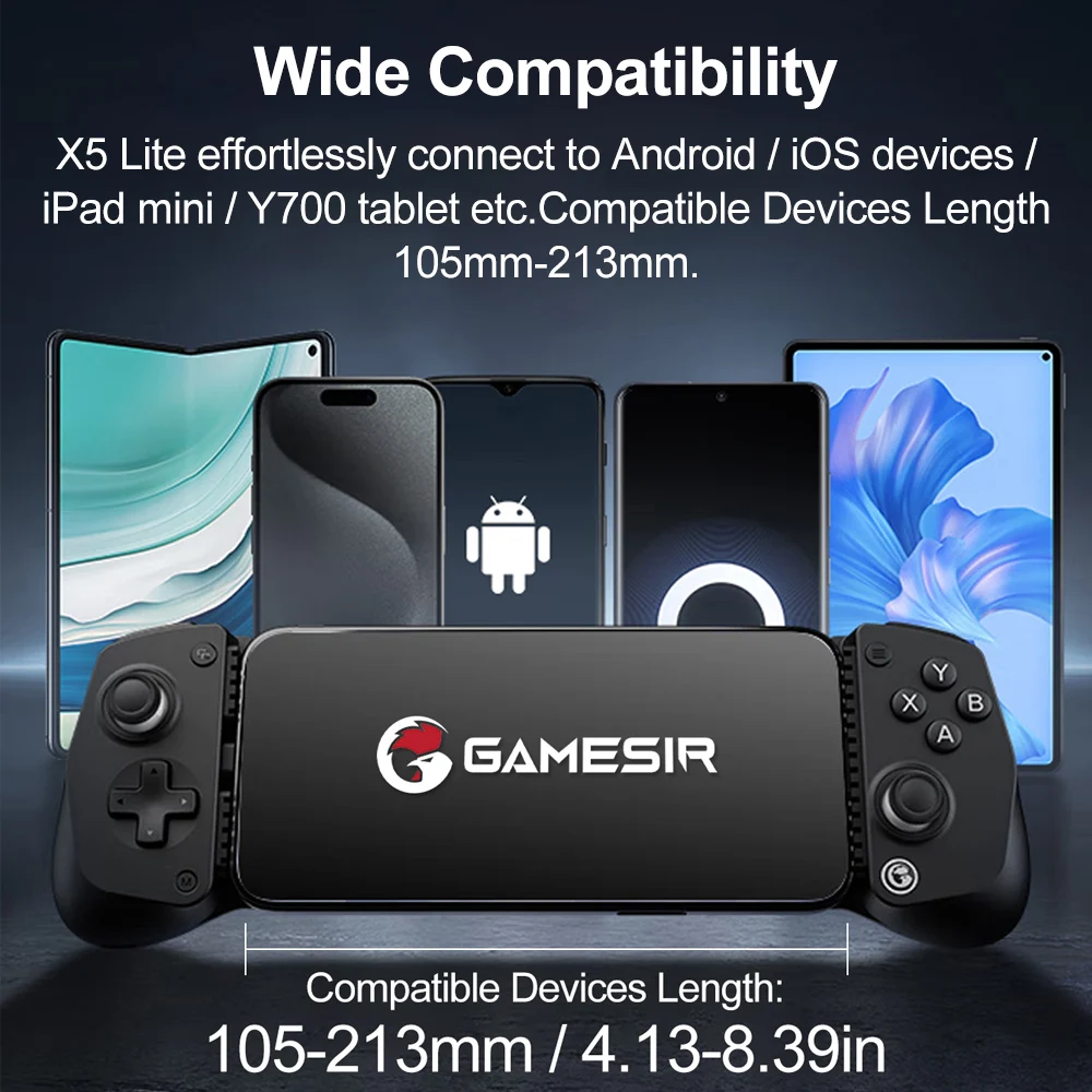 GameSir X5 Lite Mobile Phone Gamepads for iPhone 16 15 Series iPad Mini Android Tablet Controller Hall Effect Joysticks Design photo 2