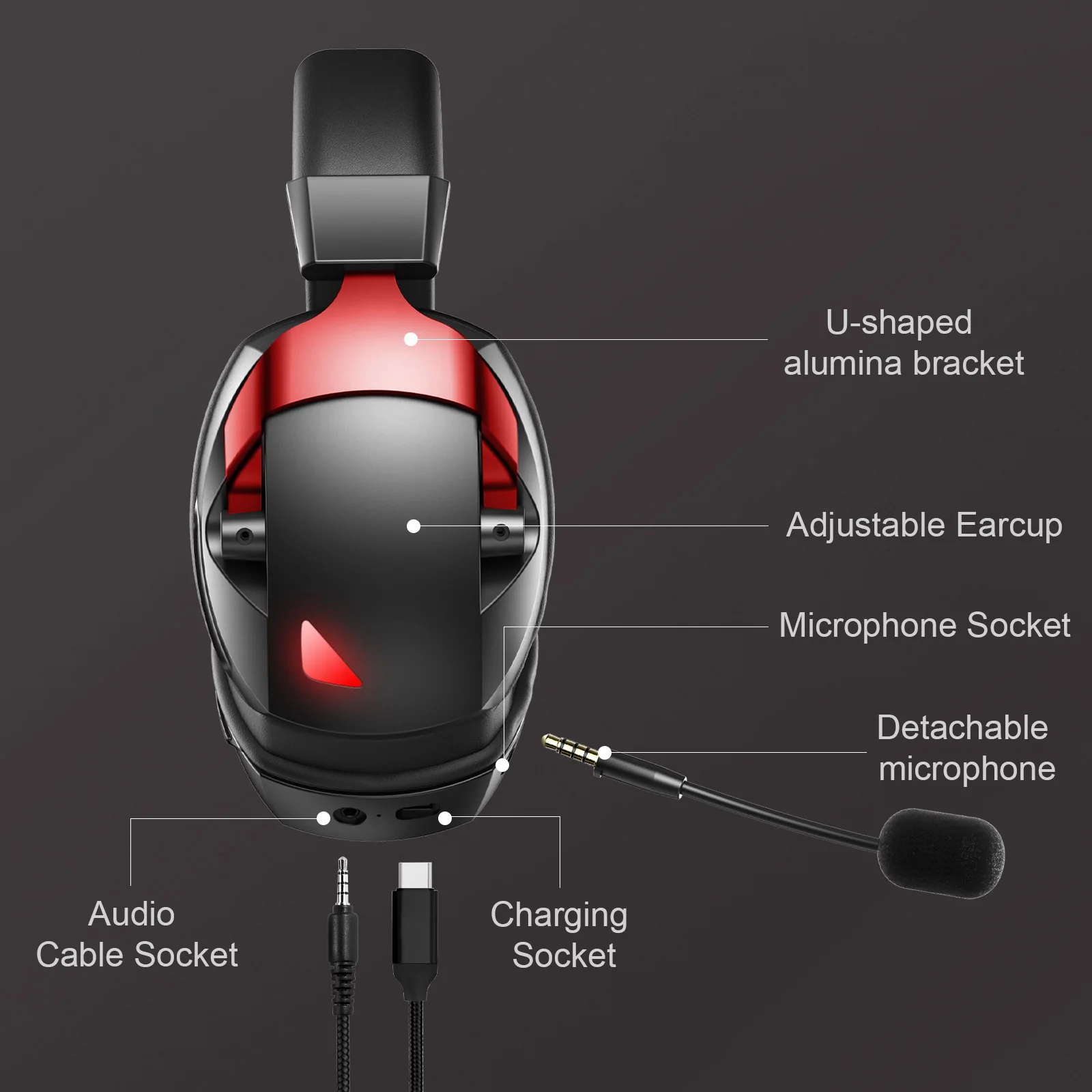 Wireless Gaming Headset with Detachable Noise Cancelling Microphone,2.4G Bluetooth-USB-3.5mm Wired Jack 3 Modes for Multi-device photo 5