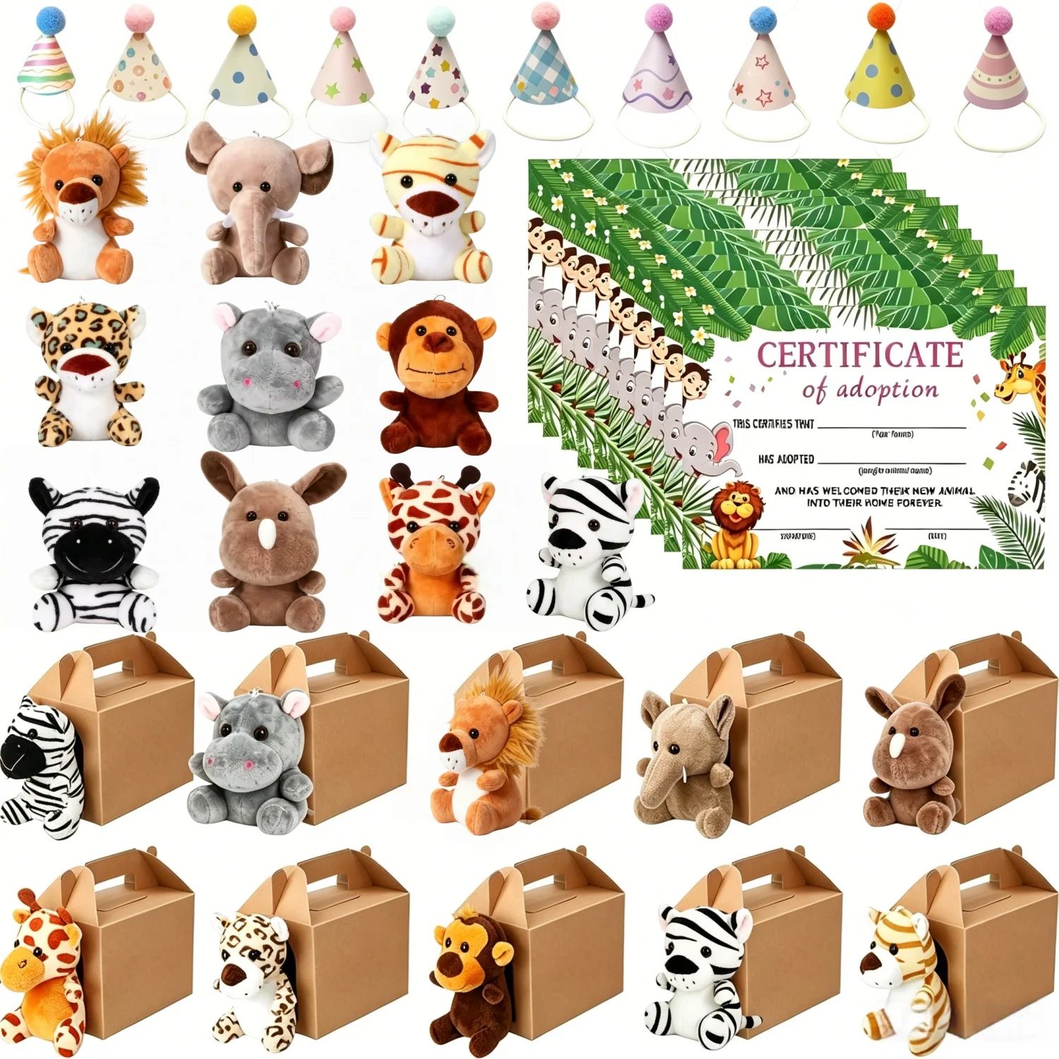 10-50PCS Adopt An Animal Party Favor Mini Safari Stuffed Animal Bulk 12cm Toy Jungle Animal Plush Toy Set Party Favor Gift Decor photo 1