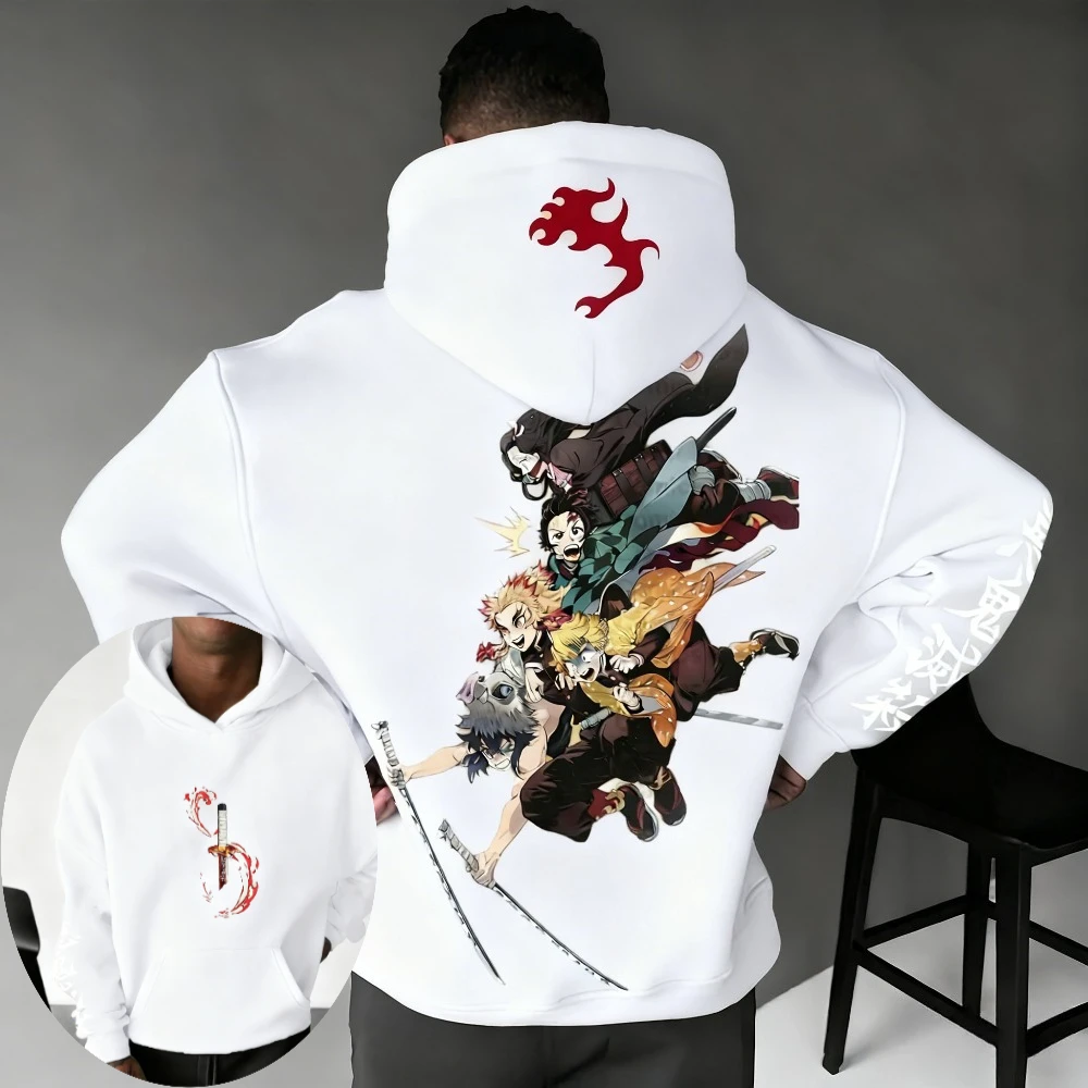 Demon Slayer: Kimetsu no Yaiba Men Hoodie Sweatshirt Japanese Anime Spring Autumn Winter Boy Long-sleeved Parent-child Outfit photo 3