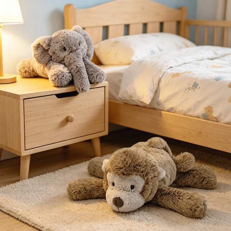 35/52CM Lying Elephant Monkey Plush Toys Soft Stuffed Cartoon Animal Doll Accompany Toy For Kids Appease Gifts photo 3
