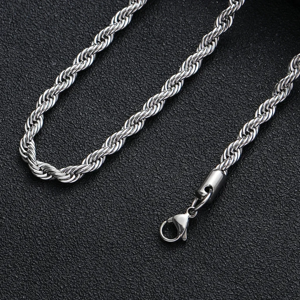 2-6MM Stainless Steel Necklace For Women Men Never Fade Waterproof Twisted Rope Chain Fashion Jewelry 16-30 inches photo 3