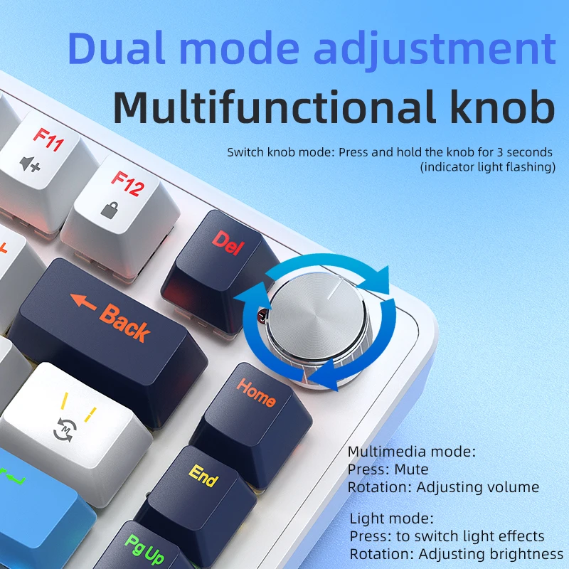 APAYADO K82 75% Wired Mechanical Keyboard 82 Keys RGB Hot Swappable Multifunction Knob Blue Red Switch for Windows Mac photo 4