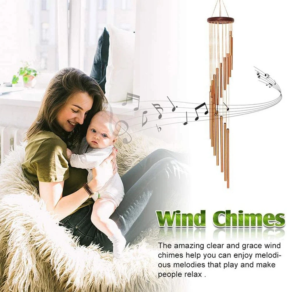 1piece 12 Tubes Aluminum Alloy Wind Chimes with Hook Gold/silver Bells for Outside Home Wedding Party Memorial Decoration Gifts photo 3