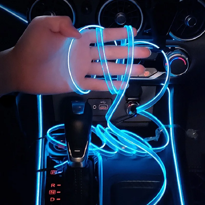 Car RGB Ambient LED Light Strip USB Fiber Optic Atmosphere Lamp Neon Interior Console Decoration Lights colorful 1/2/3/4/5M photo 6