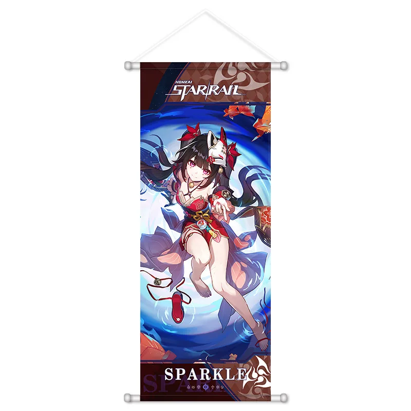 Honkai Star Rail Figure Scroll Canvas Painting Firefly Jade  Aventurine Acheron Wall Hanging Anime Poster Wall Art Room Decor photo 4