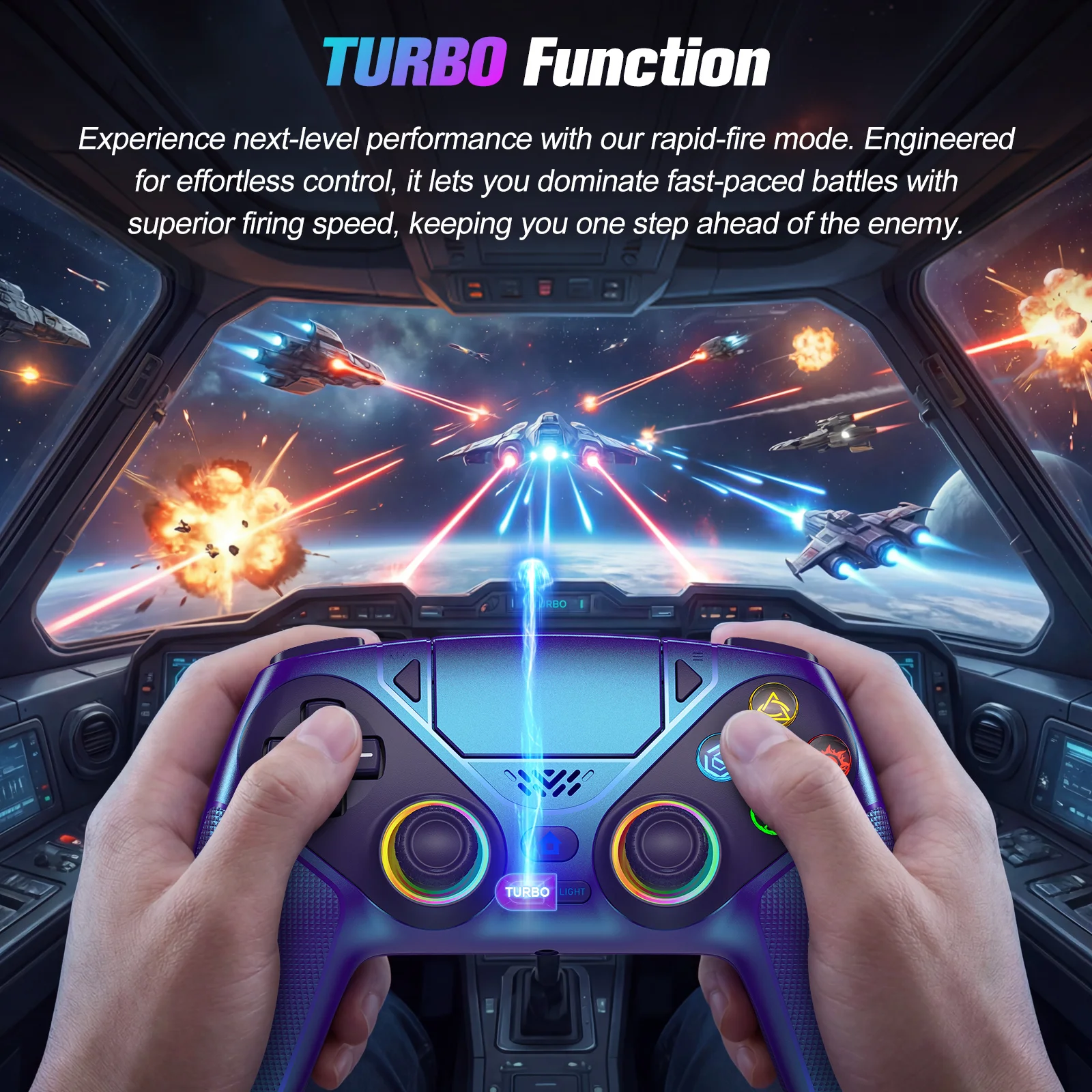 Controller for Playstation 5/PS5/PS5 Pro/Slim/PC,Wireless Gamepads RGB Joystick Turbo/Marco Program Dual Vibrate Game Controle photo 5