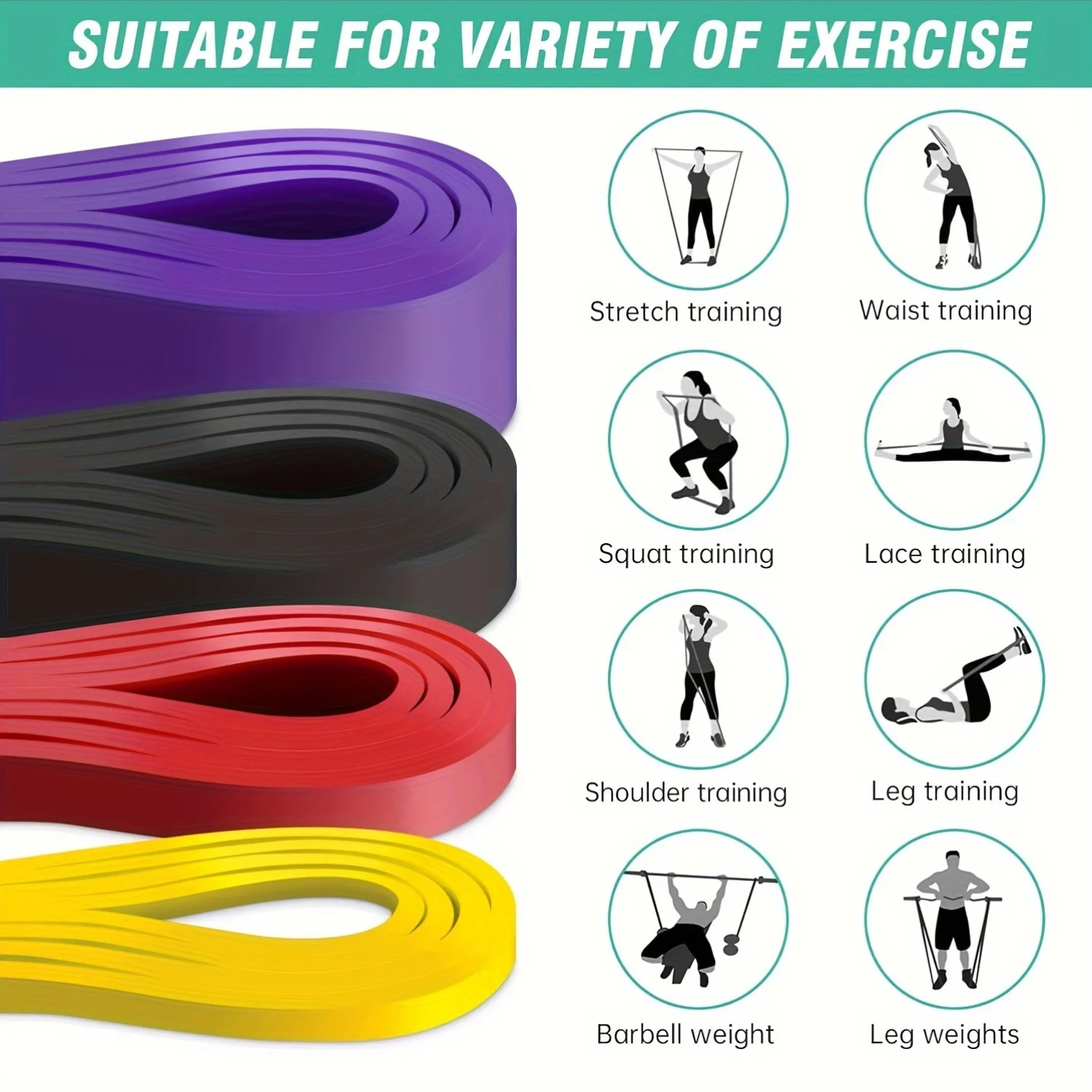 ​​1pc Stackable Heavy Tension TPE Resistance Band Set - Anti-Snap for Home Gym Muscle Strength & Body Stretching​​  Yoga Gym photo 5