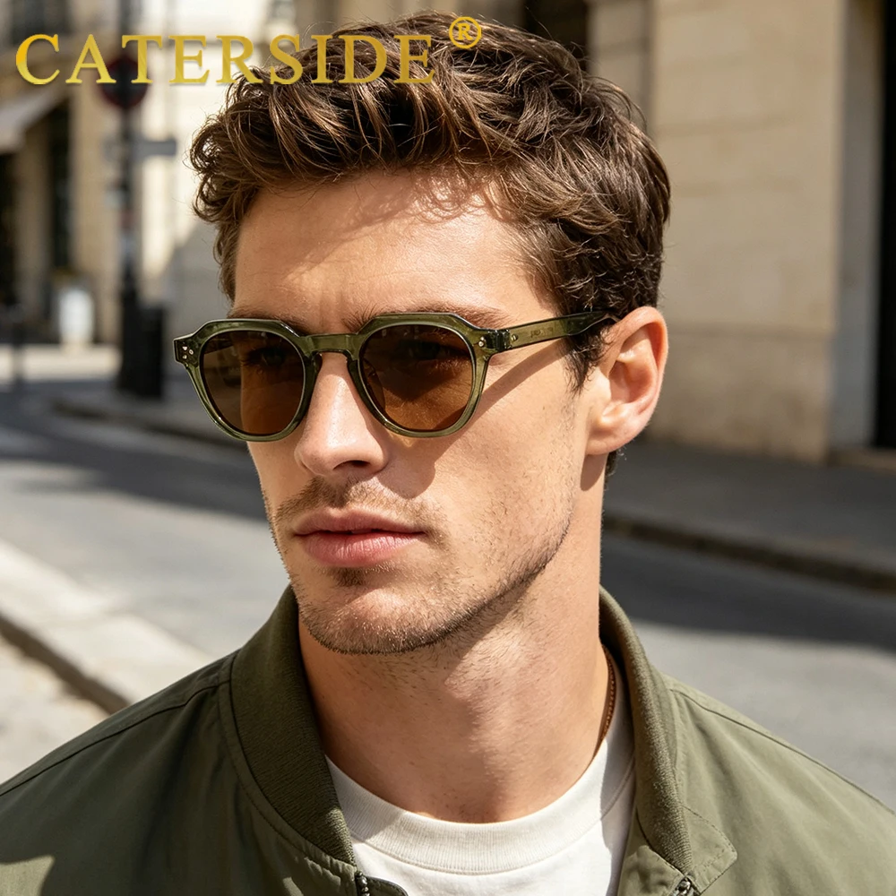 CATERSIDE Retro Polarized Sunglasses Men Ultralight TR90 Frame Polygon Women Sun Glasses Outdoor High Quality Travel  Eyewear photo 2