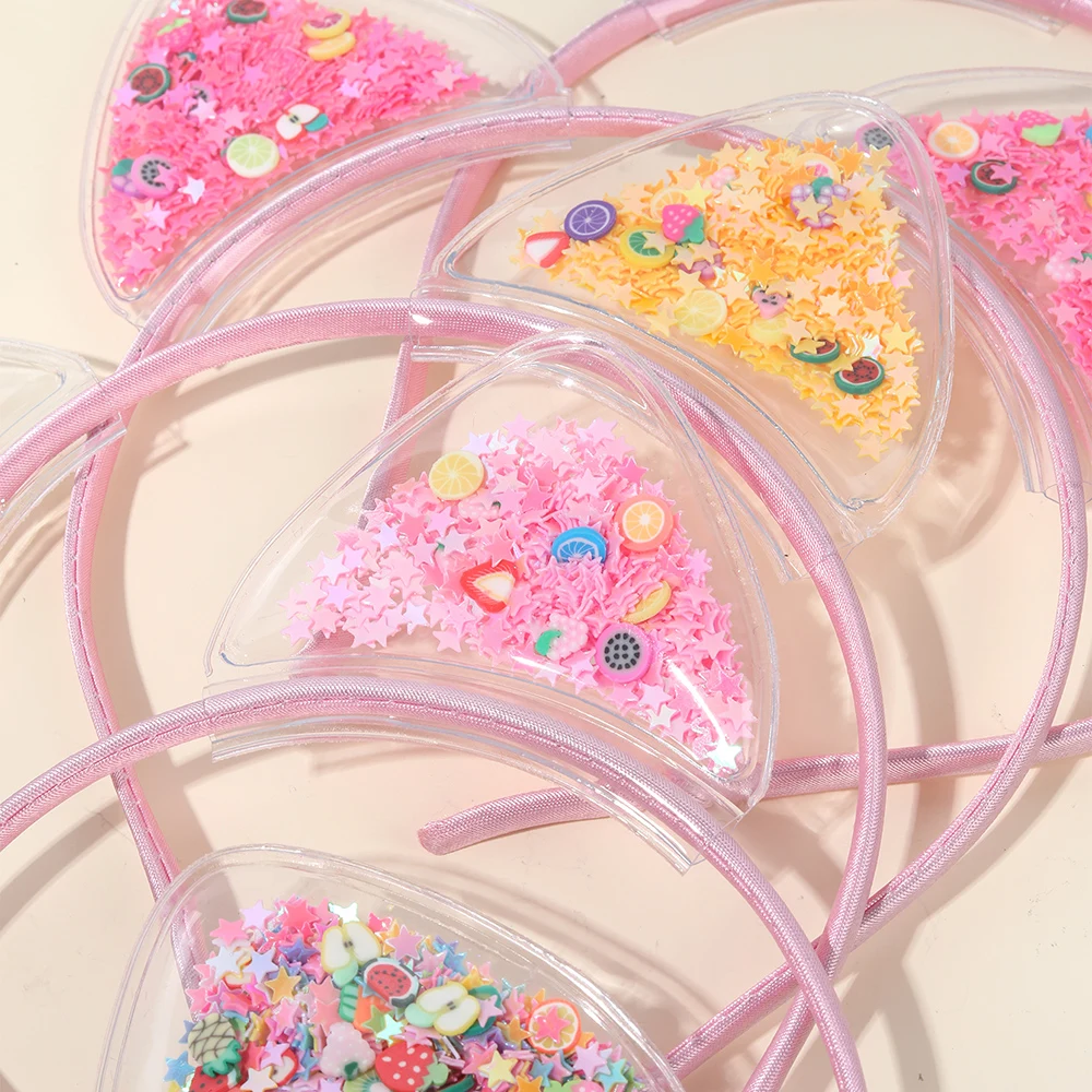 5Pcs Cat Ear Headband Cute Star Shining Sequin Hairbands Sweet PVC Ear Princess Hair Band Gift Kids Fashion Headwear Accessories photo 6