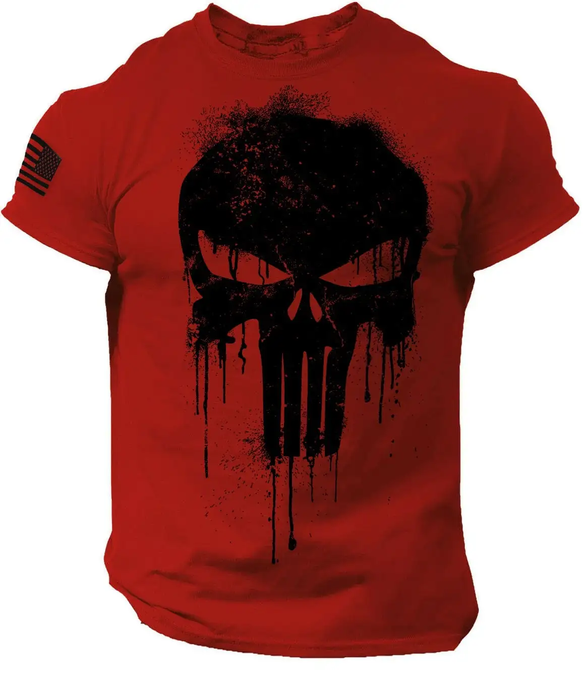 Men's T Shirt for Men 3D Print Military Patriotic Skull Dropped T Shirt Oversized Short-Sleeved Sportswear Men Clothing Top Tees photo 3