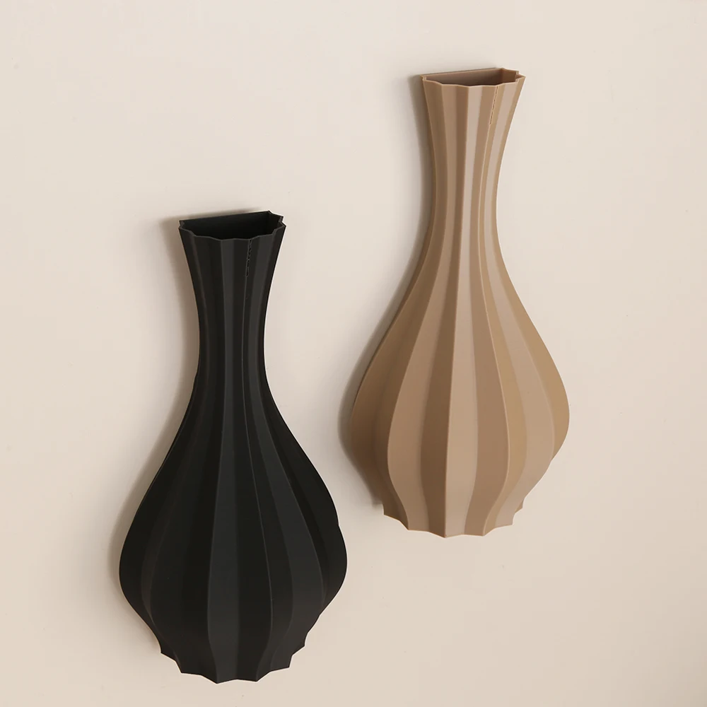 Cross-border Geometric Striped Wall-Mounted Vase, Modern Minimalist Home Wall Decor Flower Vase photo 3
