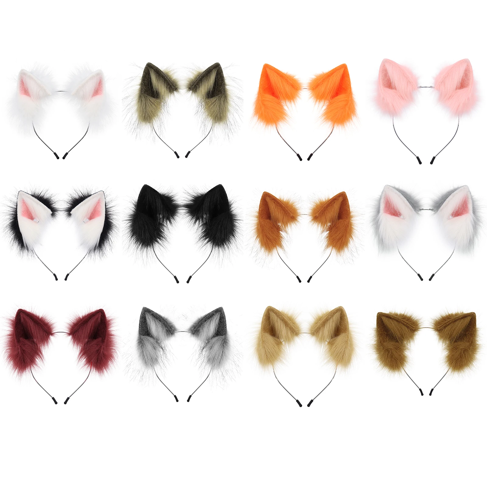 Handmade Faux Fur Animal Ears Headband Furry Cat Fox Ear Hairhoop Headwear Costume Accessory for Cosplay Masquerade photo 1
