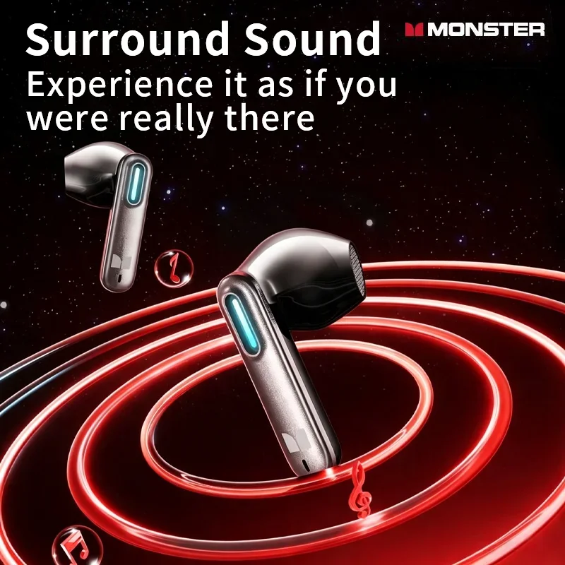 MONSTER Q15 gaming headset low latency Half-enclosure wireless earphone long battery life surround sound effect Breathing light photo 3