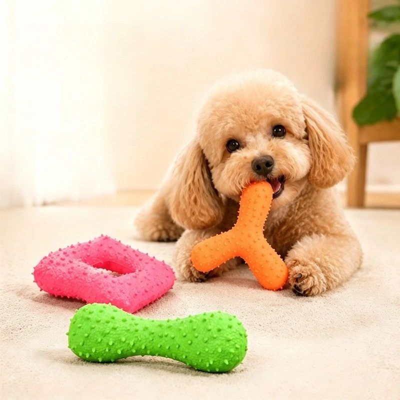Squeaky latex Molar Stick Prickly Dog Toy Teeth Cleaning Feature Pet Supplies photo 1