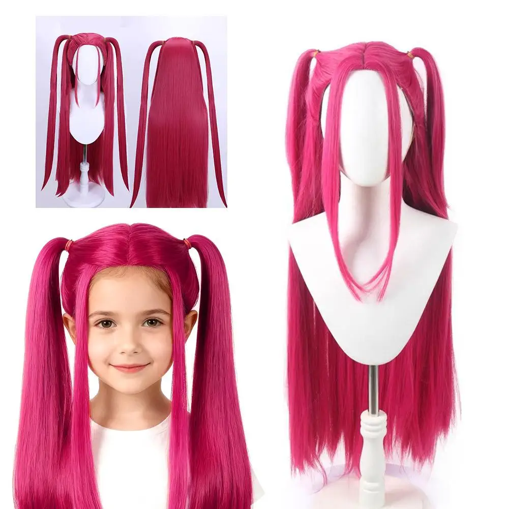 33.5-inch Purple Long Braid With Side Ponytail Integrated Tiger Mouth Clamp Children's Wig Halloween Costume Party Cosplay photo 4