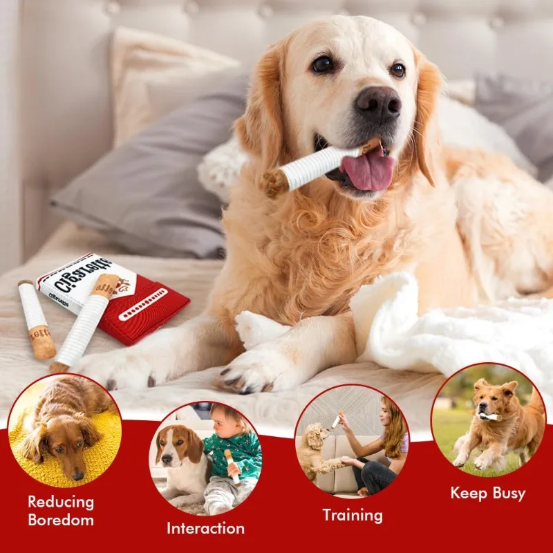 3 Cigarette Dog Toys with Box Fun Interactive Gurgle Plush Pet Toy Interactive Entertainment Pet Supplies for Dogs and Cats Toys photo 3