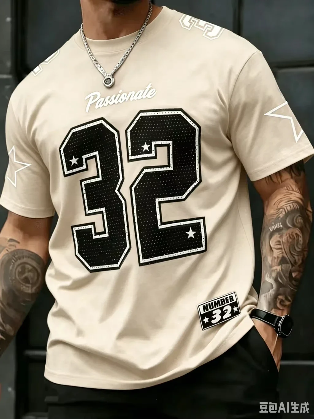Summer Men Number 32 Printed T‑Shirt Color Block Contrast Short Sleeve Crew Neck Street Fashion Tee Casual Daily Sport Wear Tops photo 5