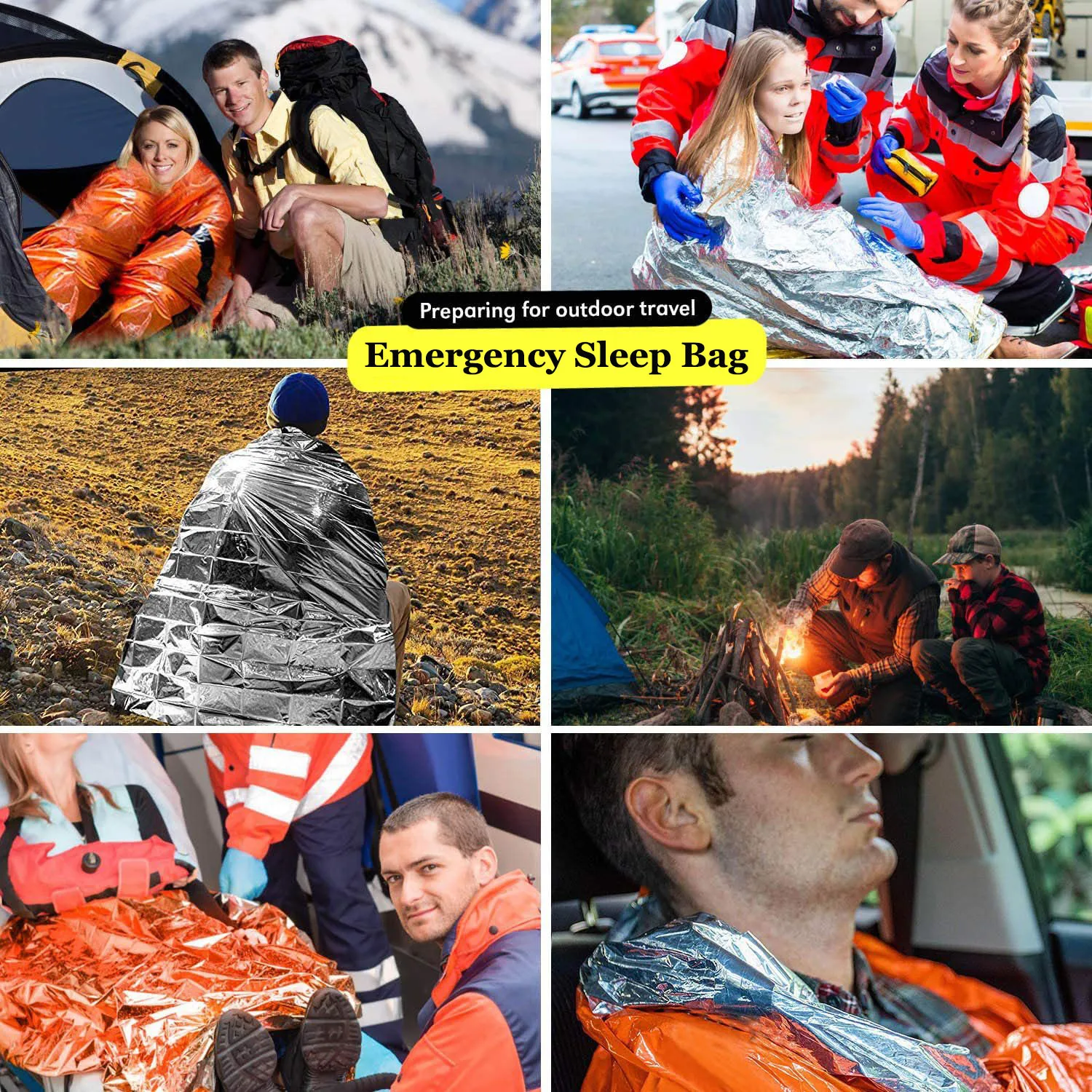 Portable Waterproof Emergency Survival Sleeping Bag Outdoor Edc Camping Gear Thermal Sack First Aid Rescue Kit Mylar Blanket photo 4