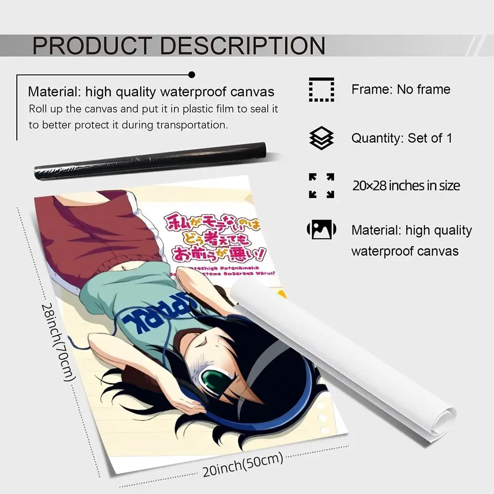 Anime W-Watamote Kuroki Tomoko Painting Calligraphy Canvas Poster Wall Art interior Hallway Home Decoration Holiday Gifts photo 6
