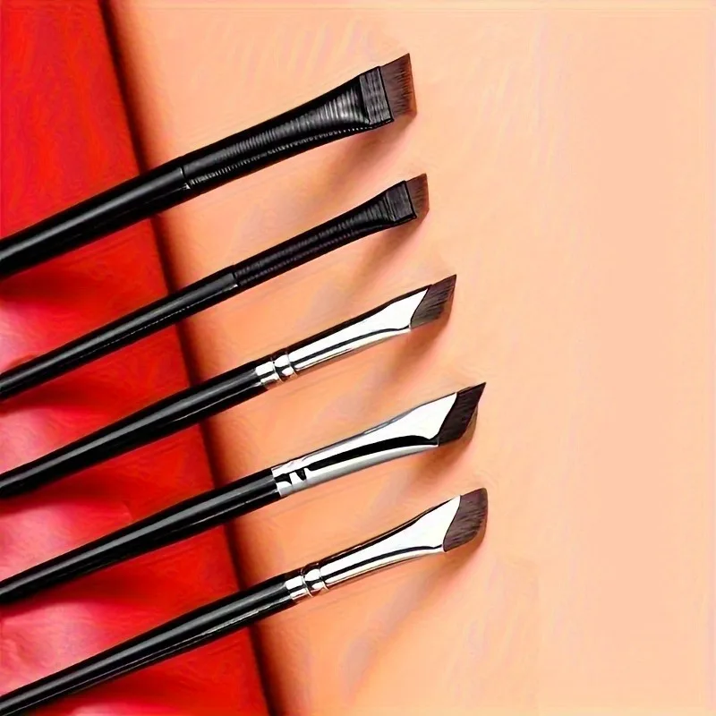 5Pcs Eye Makeup Brush Set, Oblique Flat Blade Eyeliner Brush Sickle-Shaped Angled Eyebrow Brush for Eye Makeup photo 3