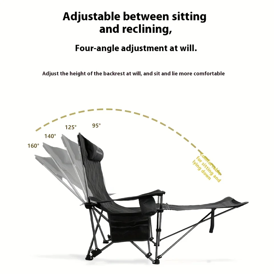 MOUNTAINHIKER 600D Oxford Cloth Folding Chair - Portable Outdoor Camping Chair and Beach Chair, 4 Adjustable Loungers photo 3