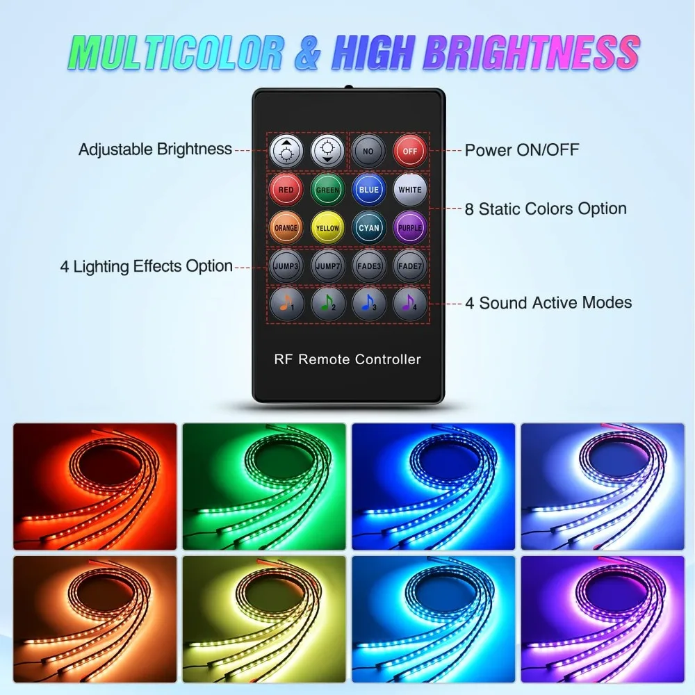 Car Underglow Neon Accent Strip Lights Atmosphere Lamp Neon Accent LED Light Strip App/Remote Control RGB Underbody Decorative photo 2