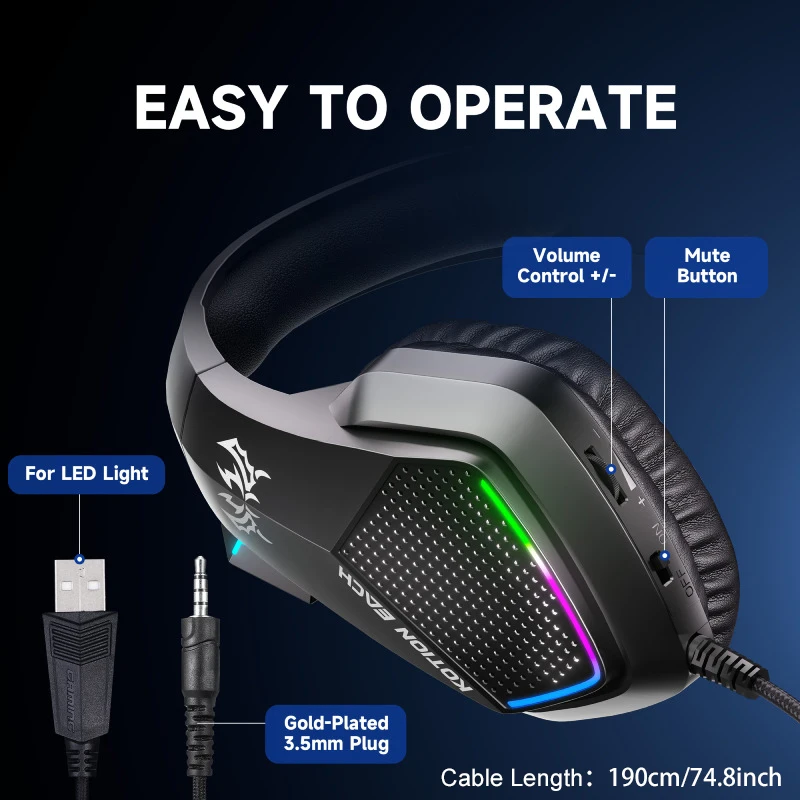 Over-Ear Wired Esports Gaming Headset With Microphone, Lightweight Design For Comfortable Wearing, Equipped With Powerful Driver photo 3