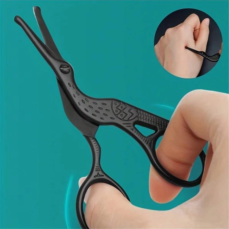 Nose Hair Scissors, Stainless Steel Rounded Tip Trimmer, Precision Eyebrow Scissor, Safe Facial Hair Grooming Tool, Compact for photo 6