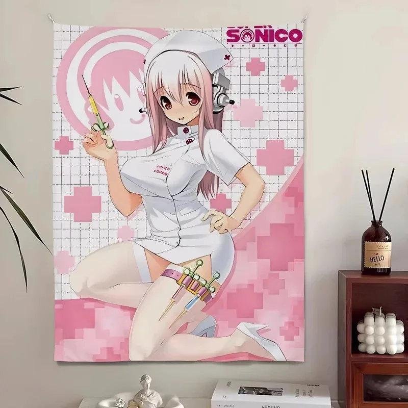 VIKAMA Soft Art Tapestry, Pink Angel Nurse Anime Mural, Fabric Wall Hanging for Study, Bedroom, and Living Room Wall Decor photo 2