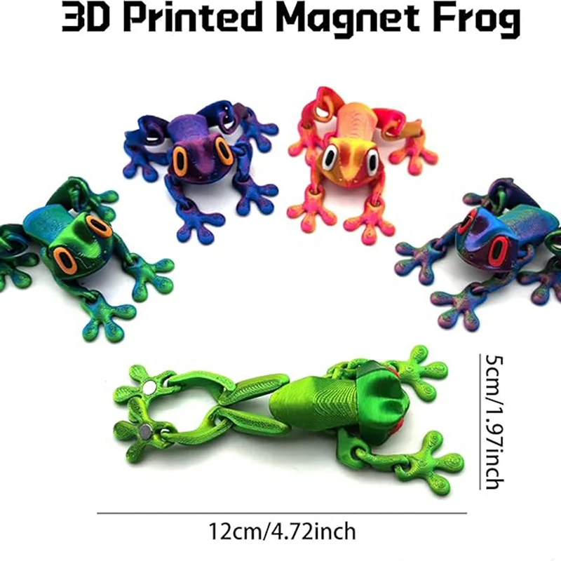 3D Printed Magnetic Articulated Frog Fidget Toy Cute Flexi Animal Model Fridge Magnet Stress Relief Sensory Gift Desktop Decor photo 3