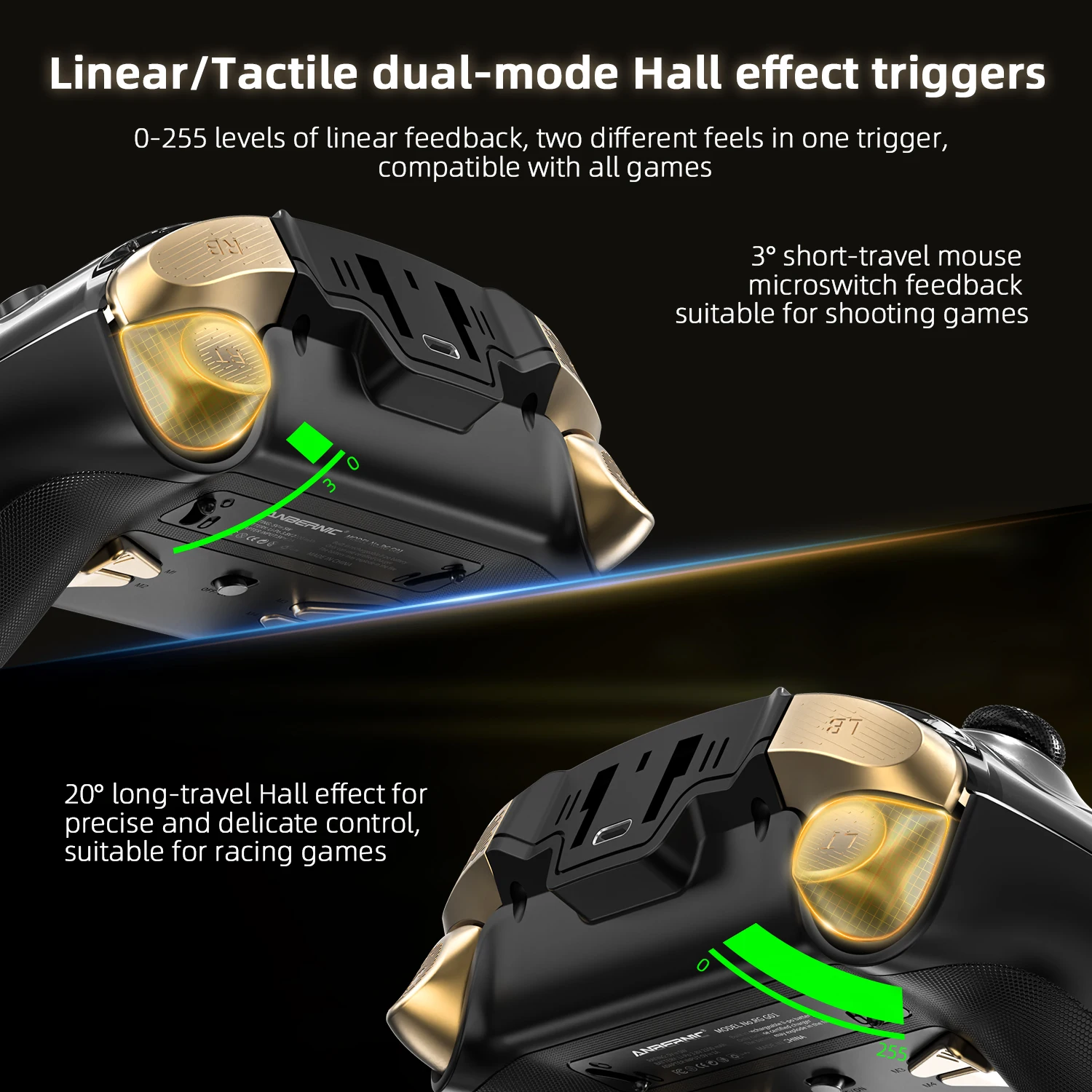 Anbernic RG G01 / RG P01 Retro Games Controller Hall Effect Triggers XBOX Gamepad for PC Android IOS Steam Linux Supports Bluetooth 5.3/Wired/2.4G Wireless photo 4