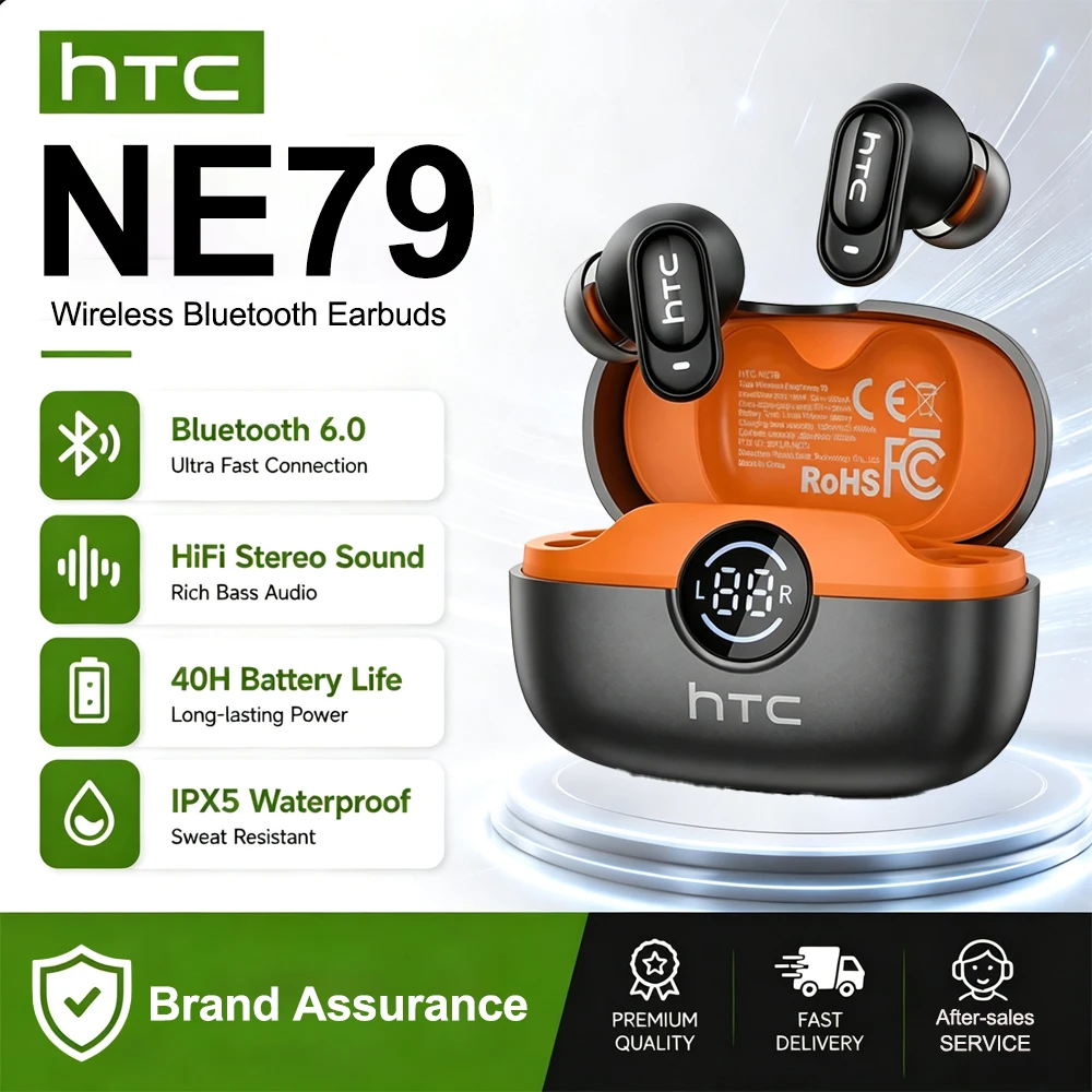 HTC NE79 Real Time Translation Earphone Bluetooth HiFi Music HD Call Noise Reduction Wireless Earbud LED Display With Mic photo 1