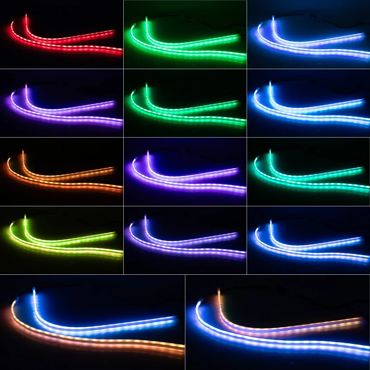 1Pair Car Daytime Running Light Strip DRL Flexible Turn Signal Strip With Remote /APP Control RGB Driving Lights Car Decoration photo 6