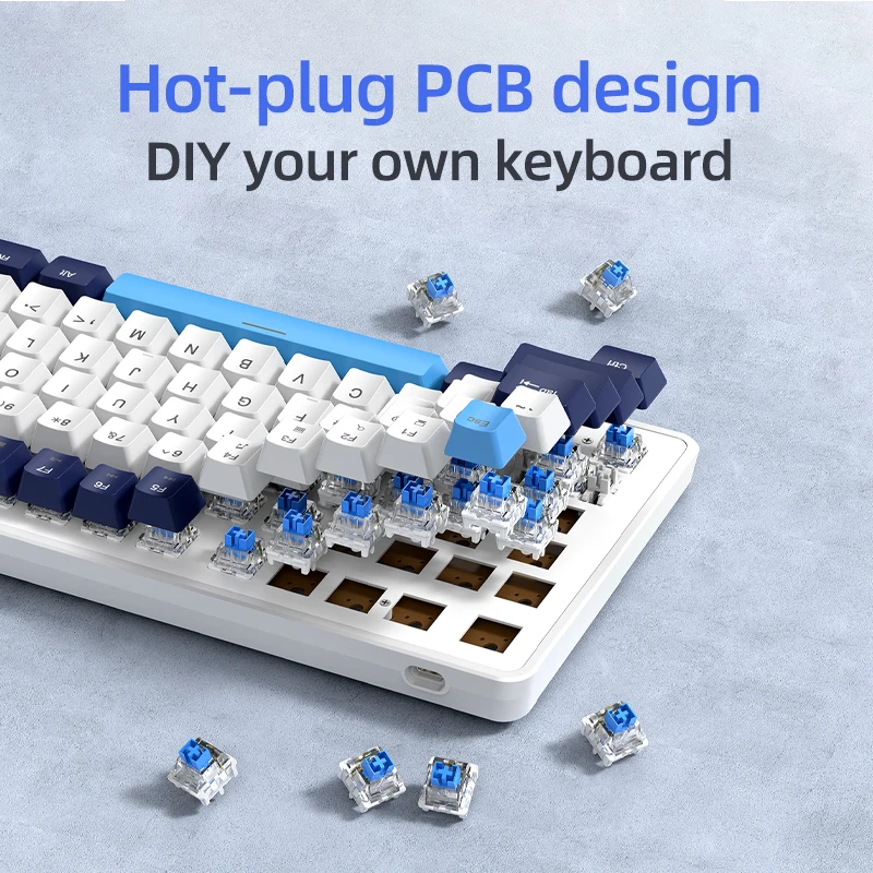 APAYADO K82 75% Wired Mechanical Keyboard 82 Keys RGB Hot Swappable Multifunction Knob Blue Red Switch for Windows Mac photo 3