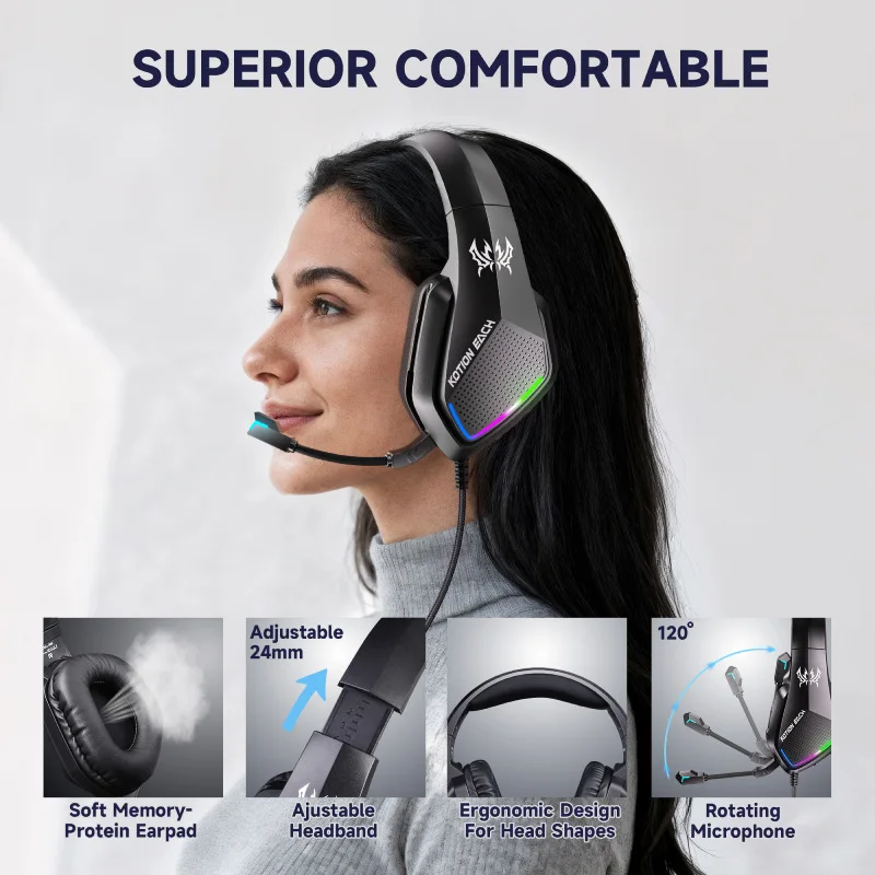 Over-Ear Wired Esports Gaming Headset With Microphone, Lightweight Design For Comfortable Wearing, Equipped With Powerful Driver photo 6