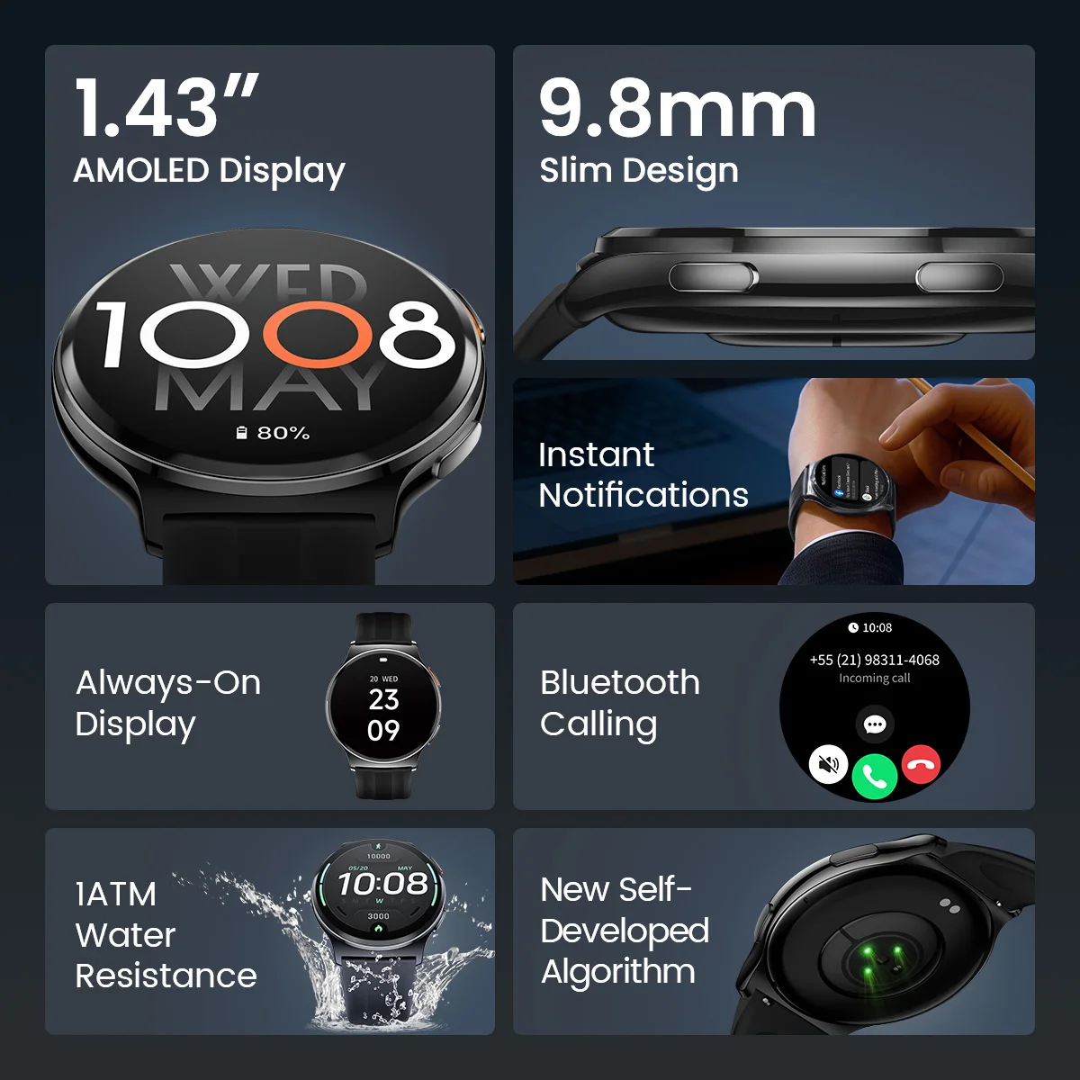 HAYLOU Solar Lite 2 Smartwatch 1.43'' AMOLED Display 24h Health Monitoring 150+ Sports Modes Voice Calling Smart Watch 1ATM photo 2